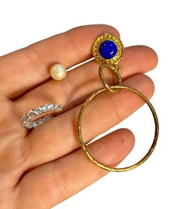 LOTE DE TRES Pendientes de Plata de Ley 925 *INDIVIDUALES* Lapislázuli/CIRC/Perla 8,76 Gramos - Imagen 1 de 13