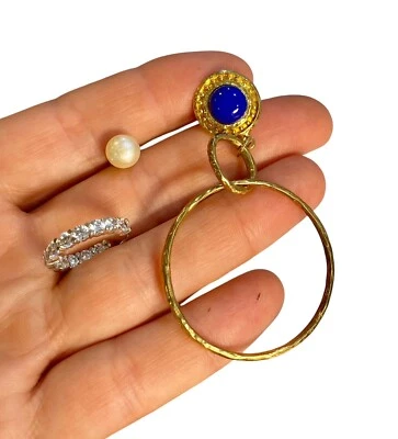 LOTE DE TRES Pendientes de Plata de Ley 925 *INDIVIDUALES* Lapislázuli/CIRC/Perla 8,76 Gramos Foto 1 de 4