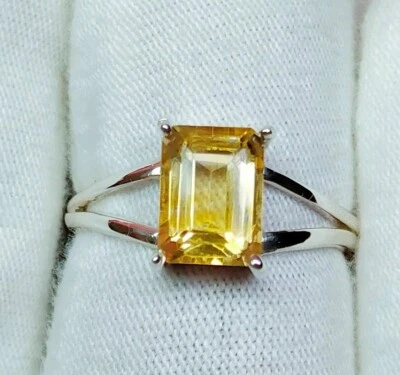 925 Sterling Silver Ring Citrine Ring Handmade Birthstone Ring Fine Jewelry R06 - Image 1 of 4