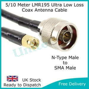 Cavo antenna LTE tipo N ultra bassa perdita maschio a SMA maschio 5/10 metri LMR195 4G 5G LTE - Foto 1 di 2