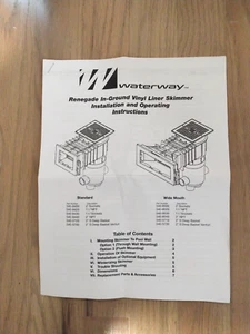 Waterway Plastics Skimmer Renegade Installation and Operating Instructions ONLY - Picture 1 of 2