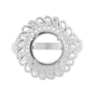 Round 10MM Cluster Semi Mount Setting Engagement Ring Size 7 Sterling Silver - Image 1 of 4