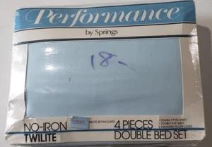 Performance by Springs Vintage Double Bed Sheet Set No Iron Light Blue - Picture 1 of 5