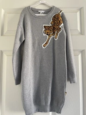 Little Marc Jacob’s Grey Sweater Dress With  Cheetah Motif.  Age 10 - Image 1 of 2