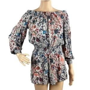 Free People Pretty and Free Romper Size S Gray Floral - Picture 1 of 7