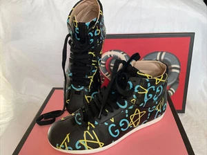 Sneakers alte in pelle stella con logo Gucci Ghost taglia 5 - Foto 1 di 12