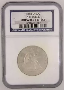 1858-O Half Dollar NGC Authenticated SS Republic Shipwreck in PCS Display Box - Bild 1 von 12