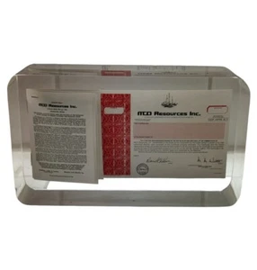 MCO Resources Inc. Einsteckheft Lucite Acryl Briefbeschwerer Vintage 1980 selten - Bild 1 von 4