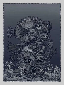 David Welker 2017 Linkshänder Ozean Mann Fisch Silber Variante Kunstdruck Speichenkunst - Bild 1 von 5