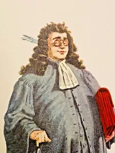 Vintage Color Lithograph Costume Print of Le Notaire 1725 by Maurice Sand #29 - Picture 1 of 5