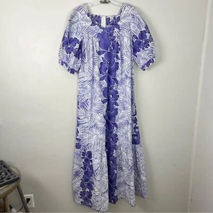 Royal Creations Hawaiian Purple Floral Maxi Dress Womens size Medium - Picture 1 of 8