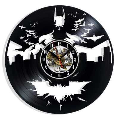 Reloj de pared de vinilo con logotipo de Batman regalo cumpleaños vacaciones arte hogar habitación decoración diseño Foto 1 de 4