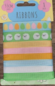 8 Easter Ribbons Bright Colourful Ribbon Art Craft Easter Bonnet decoration 55cm - Picture 1 of 1