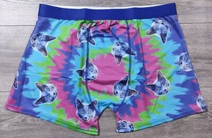 Cat Underwear Adult Large 36-38 Tie Dye Hypnotic Kitty Cat Mens Boxer Briefs - Picture 1 of 9