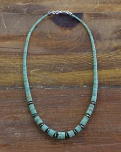 Navajo Turquoise And Sterling Silver Bead Necklace + - Picture 1 of 3