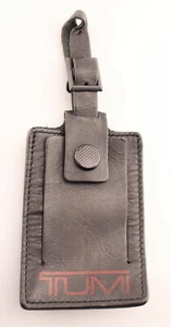 TUMI 'Alpha' Black / Red Leather Luggage Tag - Large - Picture 1 of 2