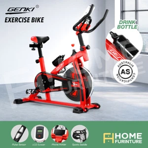 GENKI Spin Bike Exercise Bike w/LCD Monitor Home Gym Flywheel Cycling Training - Picture 1 of 12