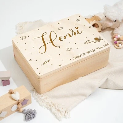 Personalisierte Erinnerungskiste | Erinnerungsbox Taufgeschenk Geschenk Geburt - Bild 1 von 4
