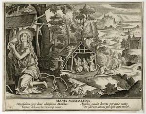 Antique Print-RELIGION-HERMIT-MARIA MAGDALENA-Vos-le Clerc-ca. 1610 - Picture 1 of 1