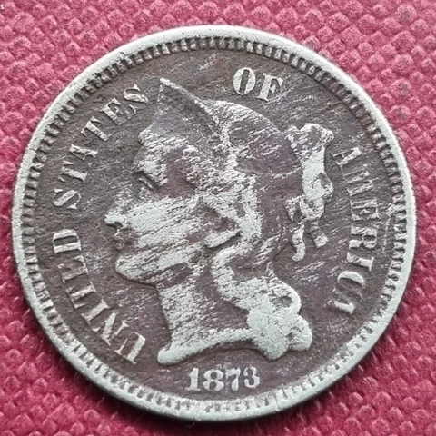 1873 Three Cent Nickel 3c Circulated dark #53919 Cover
