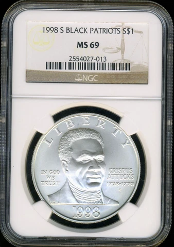 SCARCE 1998-S  Black Patriots$ NGC MS69  NEAR SPOT FREE  UNTONED   37,210 MTD Cover