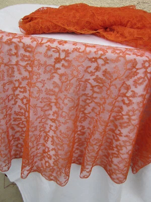 Dentelle coton et soie ancienne 1930 orange 4,3 m x 44 cm - Photo 1/4
