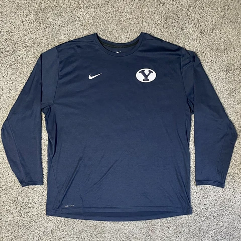 Nike BYU Cougars Dri-FIT Long Sleeve Shirt Mens 4XL Blue EUC Cover