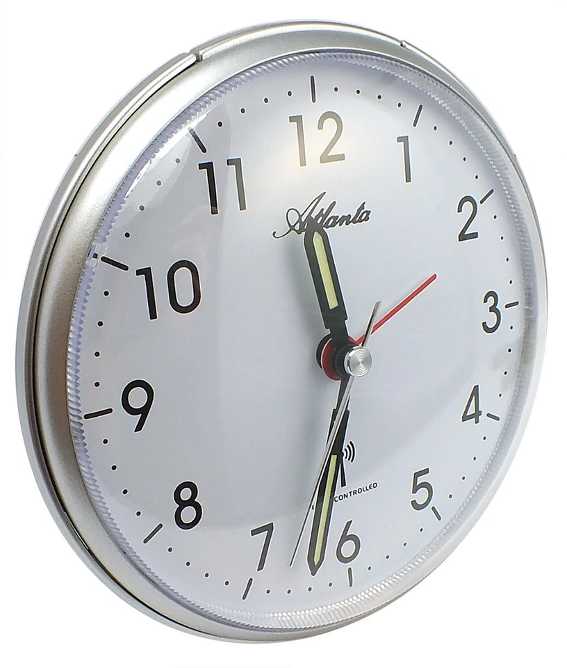 Atlanta Radio Sveglia Quarzo Color Argento Quadrante Bianco Plastica - Immagine 1 di 3