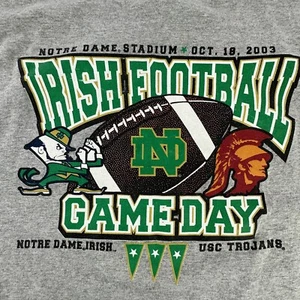 Camicia Vintage Notre Dame Uomo XXL Champion Game Day Fighting Irish USC Trojans 2003 - Foto 1 di 15
