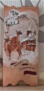 Decoupage Hand Decorated Wooden Boards Christmas scene - Picture 1 of 1