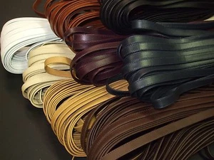 120 x 1 cm Taschenriemen Lederriemen genäht schwarz dunkelbraun beige weiß braun - Bild 1 von 12