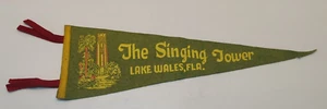 Vintage The Singing Tower Lake Wales, Fla. Pennant Banner Green Yellow - Picture 1 of 8