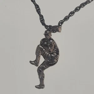 Solid 925 Sterling Silver Vintage Baseball Player Charm Pendant 1999 mark - Picture 1 of 6