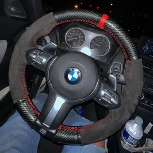 Cubierta de volante de coche de gamuza para BMW F87 M2 F80 M3 F82 M4 M5 F12 F13 M6 F85 X5 - Imagen 1 de 6