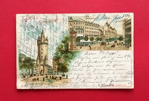 Litho AK FRANKFURT Main 1899 Zeil mit Post und Eschenheimer Turm ( 56853 - Bild 1 von 2
