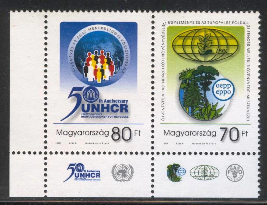 HUNGARY - 2001. Pair - Organizations / Eur.and Med.Plant Protection / UN MNH!!  - Image 1 of 1