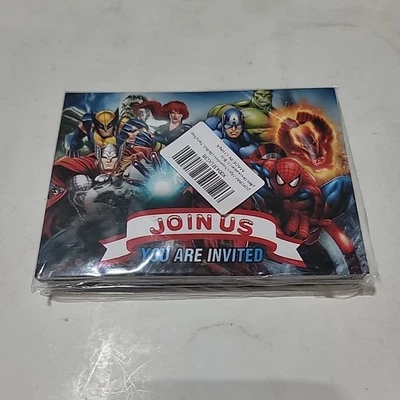 Marv*l Superhero Bithday Party Invitation Card New Unopened 24 PCS - Image 1 of 3