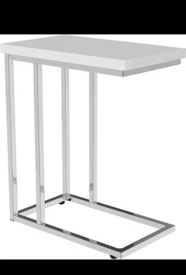 Lavish Home C-Shaped Sofa Side Table - Modern End Table, Laptop Tray, White  - Image 1 of 4