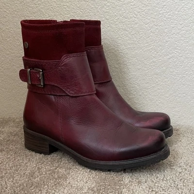 Botas Sundance de Cuero Jafa para Mujer 38 EE. UU. 8 Borgoña Hebilla Gamuza Occidental Boho Foto 1 de 4