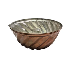 Vintage Kupfer Bundt Kuchenform Blech gefüttert rund mit Aufhängehaken 12” x 5” - Bild 1 von 10