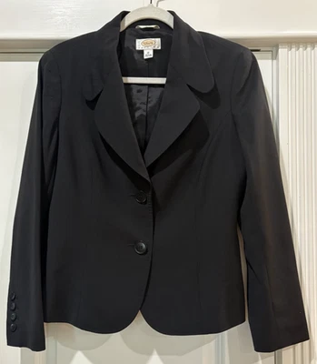 Talbots Petites Sz 10P Black Blazer Jacket Wool Blend Stretch Career Lined - Image 1 of 4