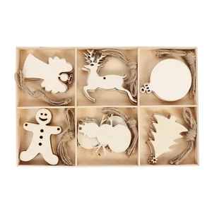  30 Stück Weihnachten Holzscheiben Chips geformte Verzierungen Hängedeko - Bild 1 von 12