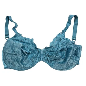 Olga Style 33580 Aqua Teal Blue Full Coverage Lace Underwire Bra Size 40D - Picture 1 of 5