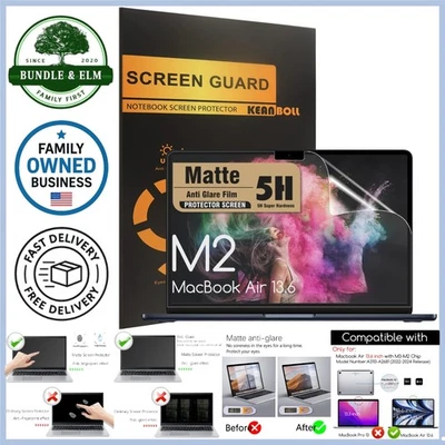 3-Pack Matte Screen Protectors for MacBook Air 13.6in Anti Glare Fingerprint ... - Image 1 of 4