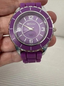 Women's Milano Classic Purple Silicone Rubber Poly Band Analog NEW N - Picture 1 of 5