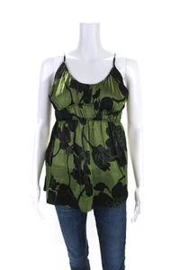 Hale Bob Womens Silk Charmeuse Floral Print Spaghetti Strap Cami Green Size S - Picture 1 of 6