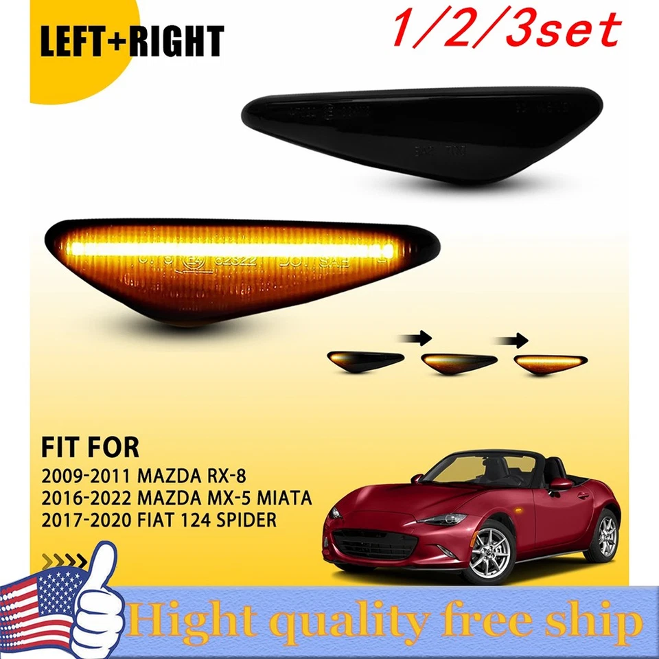 2/4x [HUMO OSCURO] Ámbar LED Marcador Secuencial Lámpara Lateral Para Mazda MX5 Miata/RX8 Foto 1 de 1