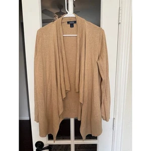 Lands' End Waterfall Open Front 100% cotton Cardigan pecan tan Small - Picture 1 of 7