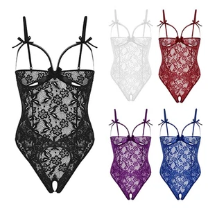 Women Ladies Sexy Lingerie Lace Babydoll Open Bra Crotchless Underwear Nightwear - Picture 1 of 20