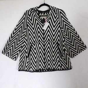 NWT Evy's' Tree Full Zip Hooded Cape Sweater Jacket Chevron Print | Small - Picture 1 of 9